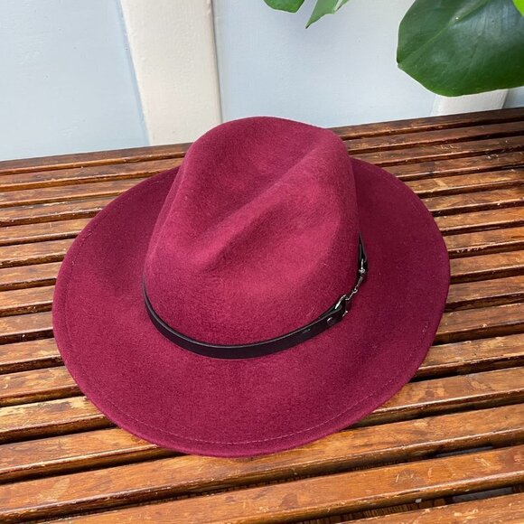 NWT INC International Concepts Wool Horse-Bit Band Wine Panama Hat - Picture 5 of 9